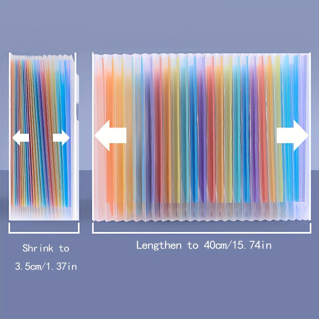 [Rainbow Folder] 25 Layers, 1pc A4 Large Capacity Transparent Expandable Folder ,Can Hold 2000 Sheets | Suitable for Office,School, File Storage Bag
