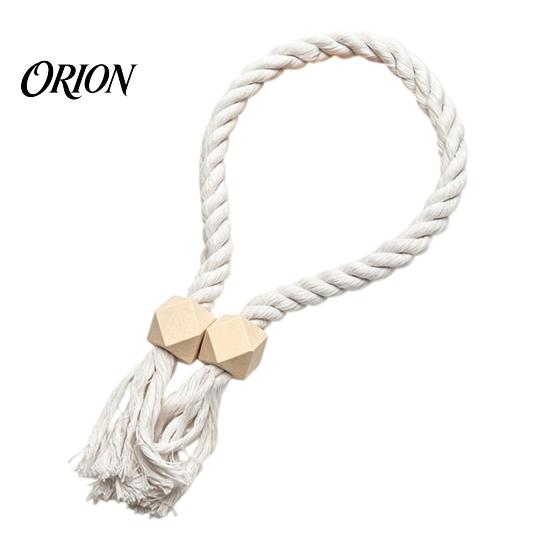 Reusable Magnetic Tiebacks 1Pc Boho Curtain Tieback, Twisted Rope Wooden Bead Quick Secure Ties Holders, Decorative Drapery Holdbacks for Bedroom