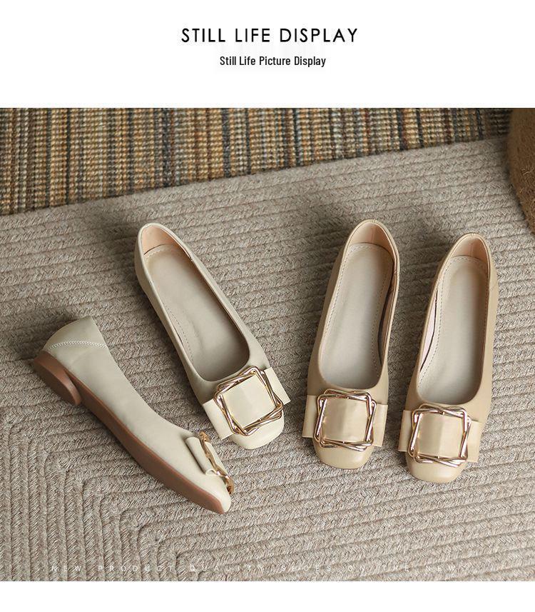 2025 Spring Women's Flat Fairy Style Square Toe Low Heels - Lazy Bean Shoes