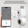 8MP E27 Bulb WiFi Camera 4K Lens Dual Screen Cam Auto Tracking Two Way Audio Night Vision CCTV Security Protection ICSEE