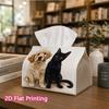 1pc, 2d Flat Printing, Tissue Box Golden Retriever and Black Cat Pattern Printed Tissue Box, Suitable for Bathrooms, Living Rooms, Bedrooms, Dressing 