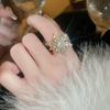 Fashion Luxury Crystal Snowflake Rings for Women Rotatable Anti Stress Anxiety Zircon Adjustable Ring Christmas Jewelry Gifts