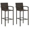Set 2 Sgabelli da Bar Polyrattan Marrone