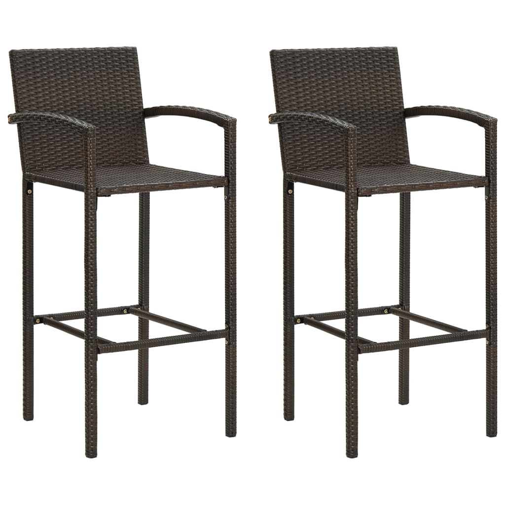 Set 2 Sgabelli da Bar Polyrattan Marrone