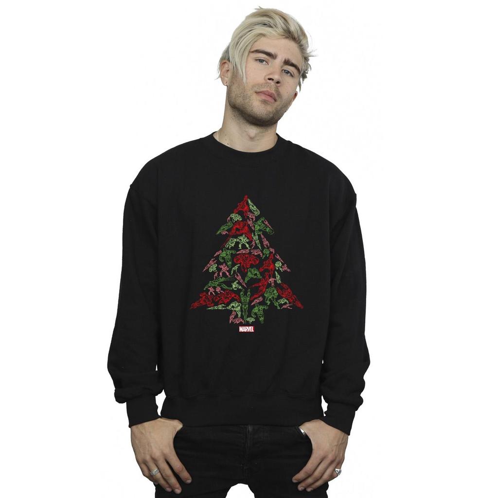 Marvel Mens Avengers Christmas Tree Sweatshirt