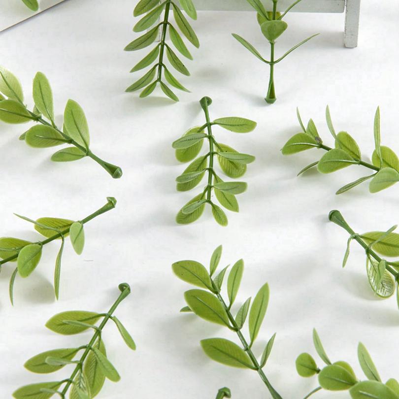 

100/200 шт. Искусственные листья растений Фестивальная вечеринка Дом Открытый сад Защита от УФ-лучей Свадебный декор стен Сделай сам Конфетница Скрапбуки 100pcs светло-зеленый