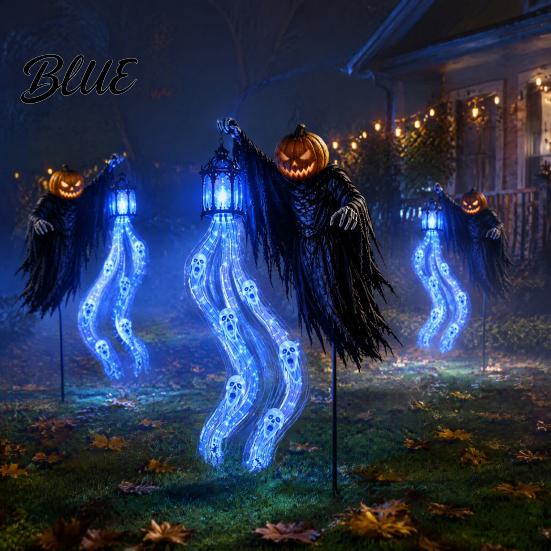 Zářící modré oko zahradní ozdoby Halloweenský sběrač duší Solární zahradní kolík Světlo Animovaný duch lucerna s slavnostními terasovými osvětlenými displeji Tekoucí