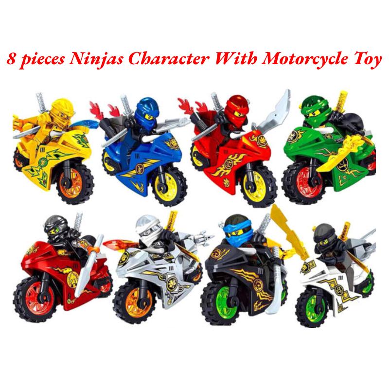 

Ниндзя 8 шт. Персонаж с мотоциклом Мини-фигурки Модель Набор строительных блоков Игрушка
