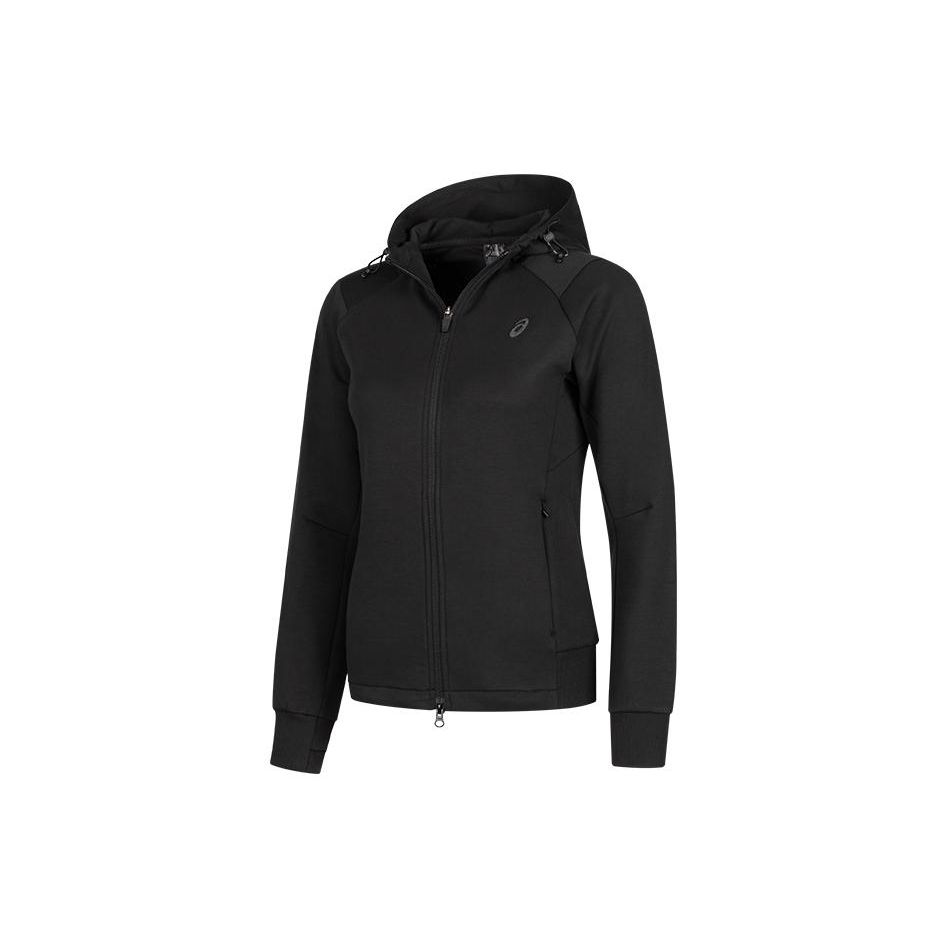 Asics Solid Color Hooded Moisture Wicking Sports Jacket Women Jacket Black 2032D038-001