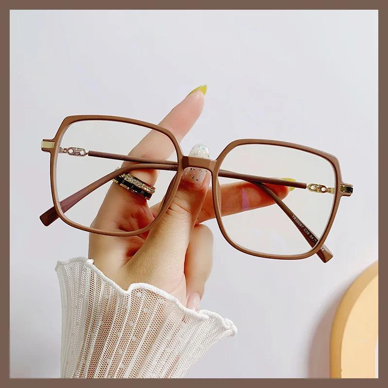 Anti Blue Light Glasses Square Big Frame Glasses For Women Simple Style Solid Eyewear Hombre Hombre