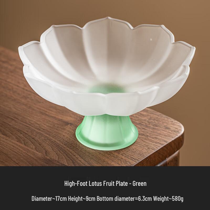 Yudegao High-Footed Glazed Green Lotus Fruit Offering Plate Set