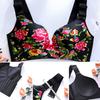 E-Cup Plus-Size-BH, dünn, sexy Blumenmuster, kein Stahlring, rot, gerafftes Bralette, unsichtbarer Push-Up-BH, ausgefallene Unterwäsche, sinnliche Dessous