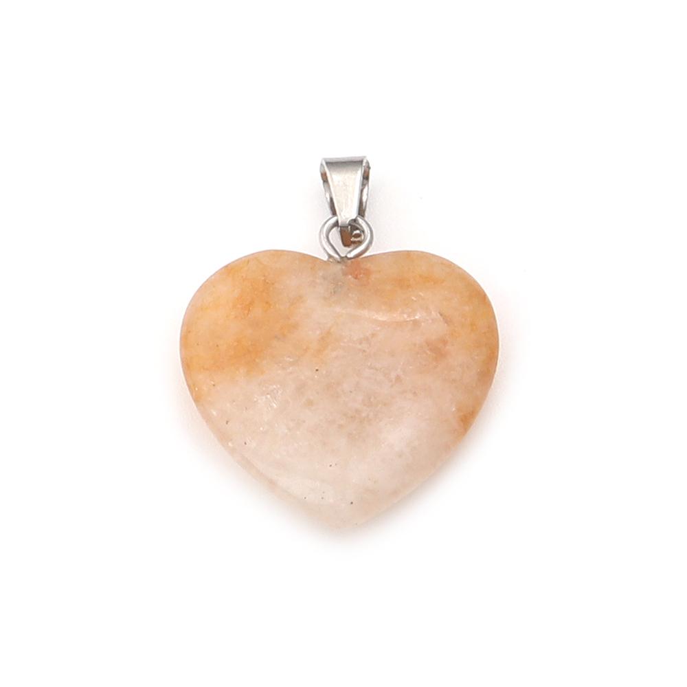 Herzförmiger Naturstein Anhänger Tigerauge Amethyst Jade Kristall Stein Charms Für DIY Exquisites Halsketten Schmuckzubehör