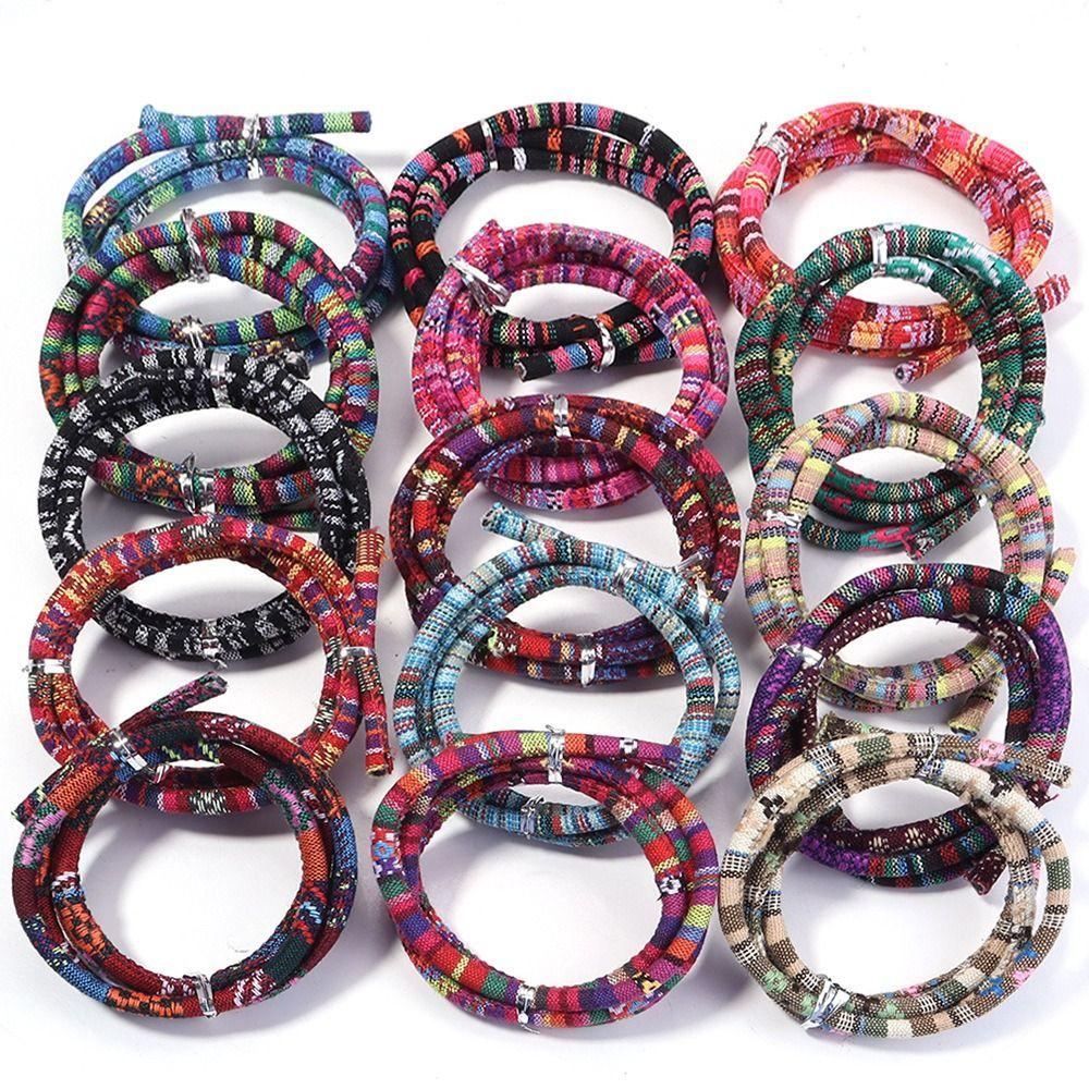 Decorative 6mm Round Jewelry Making Cords Colorful Ethnic Style Handmade Crafts Ribbon Multi-Color Cotton Cords Clothing Sewing