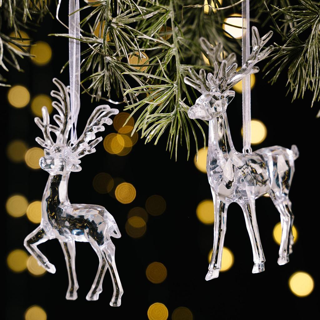 Crystal Acrylic Reindeer Pendant: Christmas Tree and Window Ornament