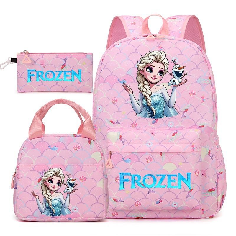 Frozen Three-Piece Schoolbag Student Large-Capacity Backpack Campus Schoolbag Thermal Insulation Meal Bag Pencil Case