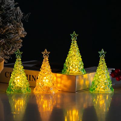 Compact Table Ornament for Party Glowing Christmas Tree Night Light, Mini Lighted with Star, Indoor Star Bedroom Atmosphere Faux Crystal Tabletop