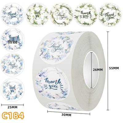 Beschichtete Papierrosen-Aufkleber: Dankeschön Klebeetiketten für Geschenkverpackung und Kartonverschluss