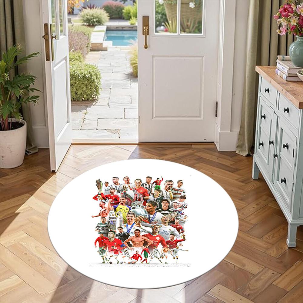 Cristiano Ronaldo Round Area Rug Perfect for Entryway Foyer Living Rooms Decorate room Antislip Round Carpet Office home decor