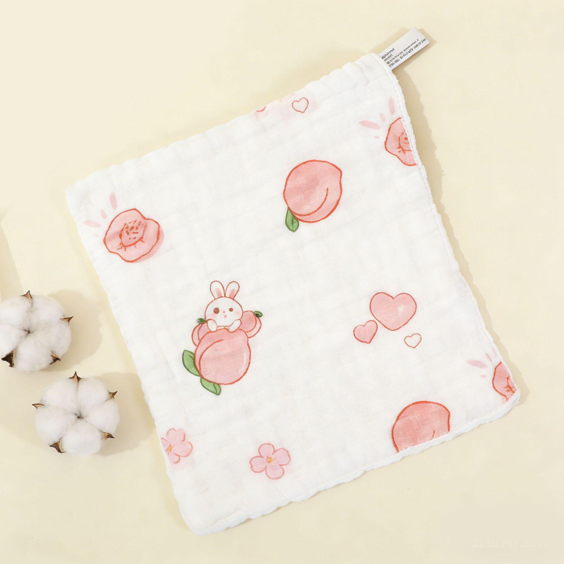 Infant Pure Cotton Gauze Baby Towel & Bib Set 25x25cm Stretched