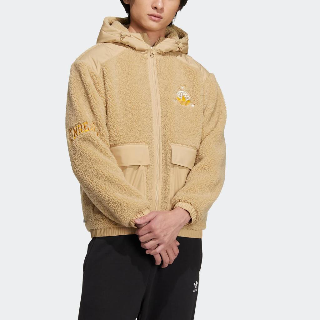 adidas Originals MC Sherpa Fleece Full Zip Jacket Men Beige Gold HS2006