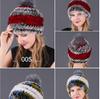Women's Fur Hat with Rex Rabbit and Fox Fur Pompon for Autumn and Winter
