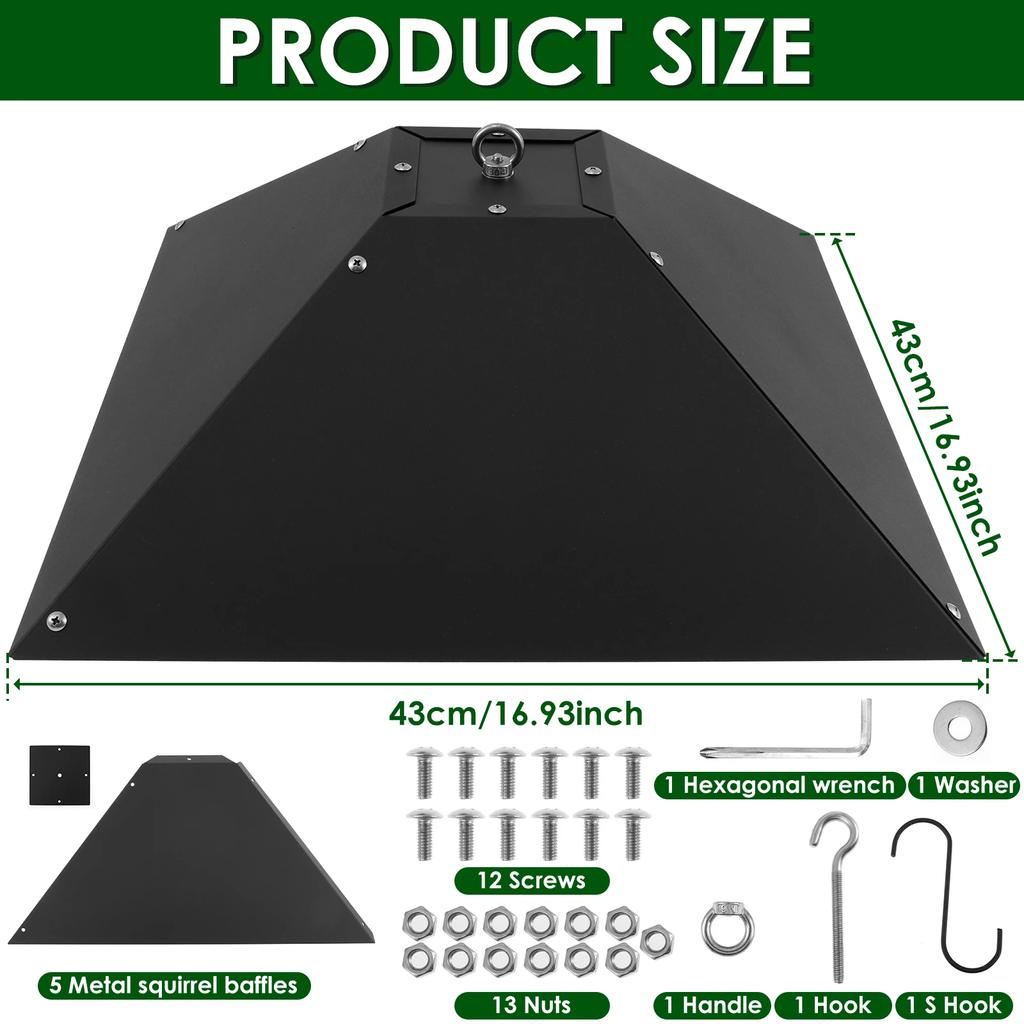 Squirrel Baffle Metal Bird Feeder Rod Baffle Effective Weatherproof Feeder Squirrel Protective Device for Hanging Bird Feeders