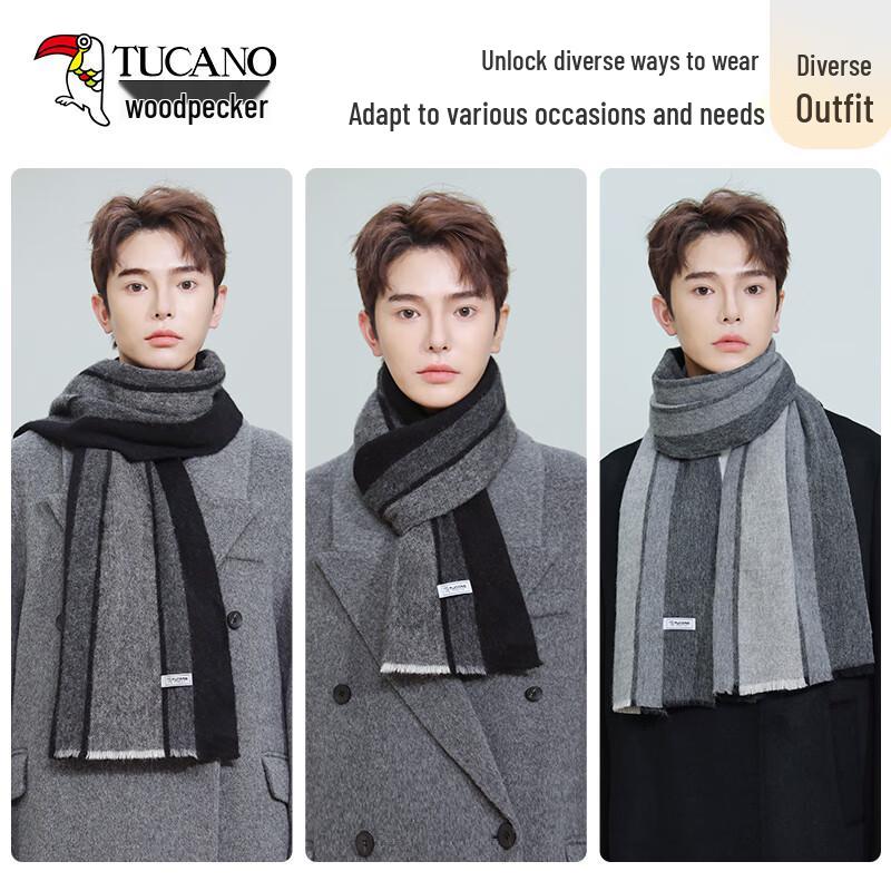 Woodpecker Men's Pure Wool Winter Scarf