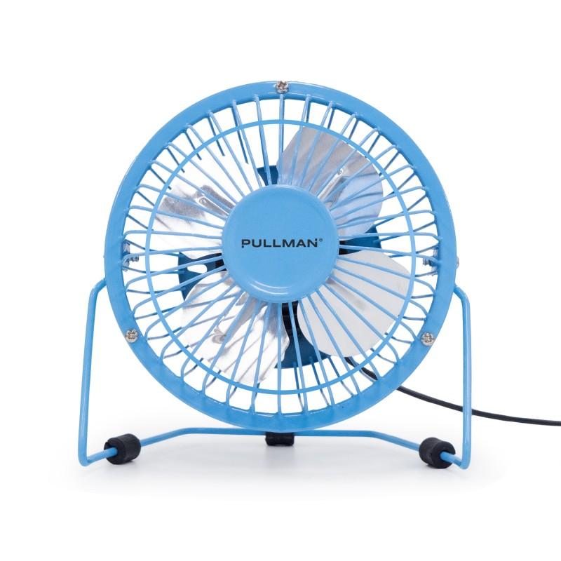 Pullman - Mini Ventilateur De Bureau Usb - Portable, Léger, Orientable - En Métal Bleu