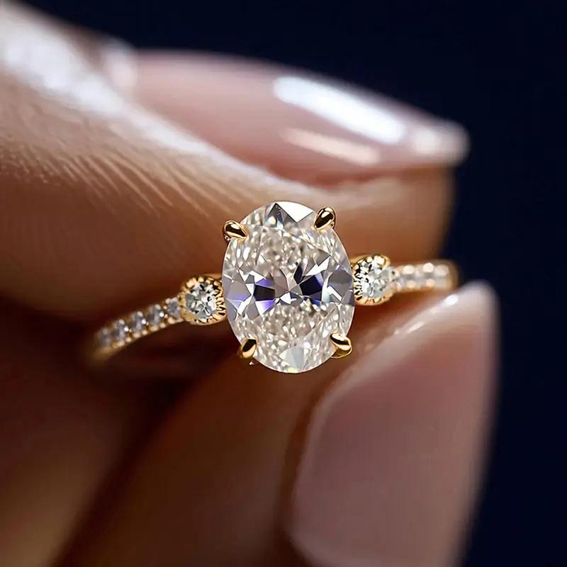 Simple Gold Women s Ring with Sparkling Cubic Zirconia Elegant Daily Engagement Jewelry 6