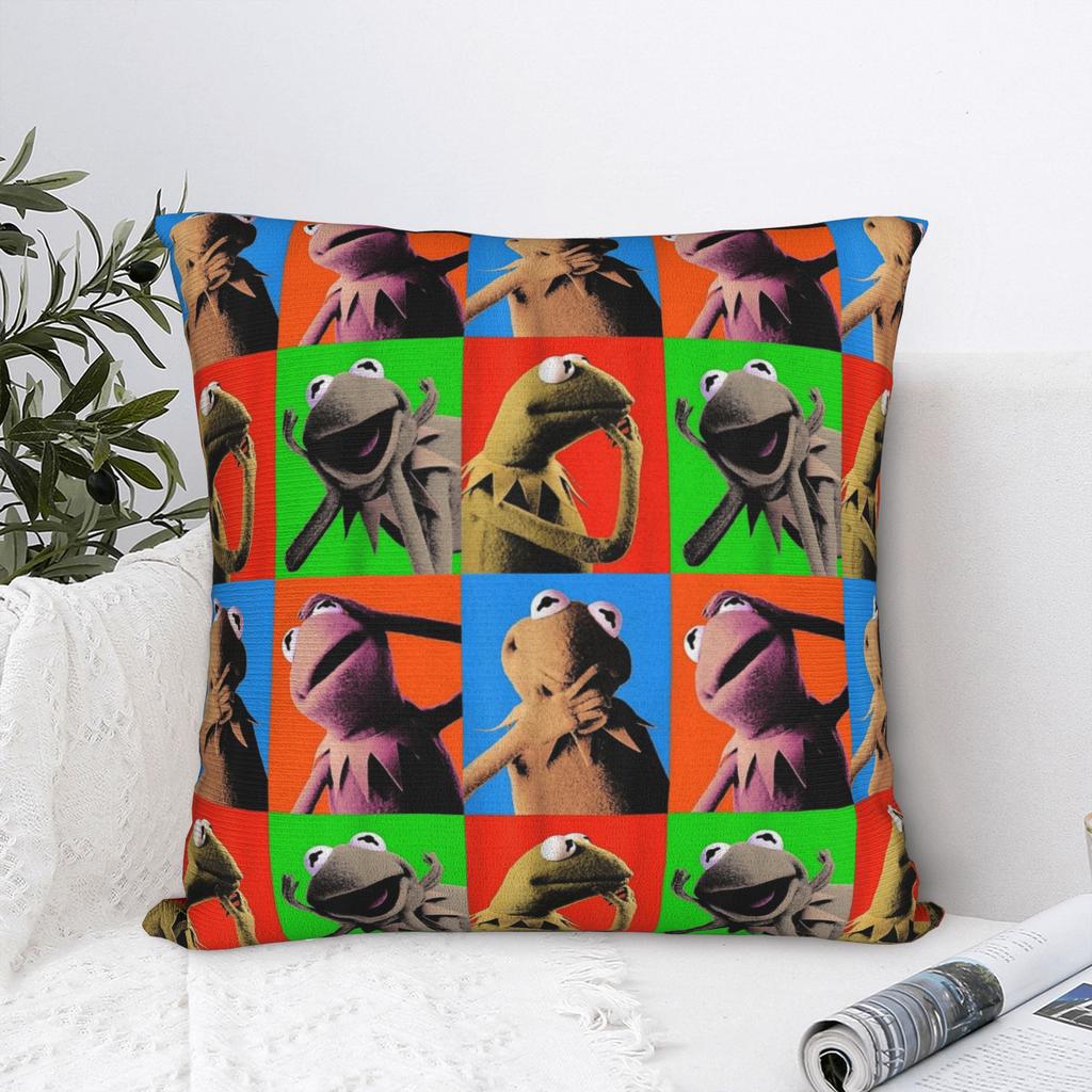 Kermit The Frog Pop Art Square Pillow Covers Polyester Couch Cushion Case Cute Home Decoration Pillow Cover