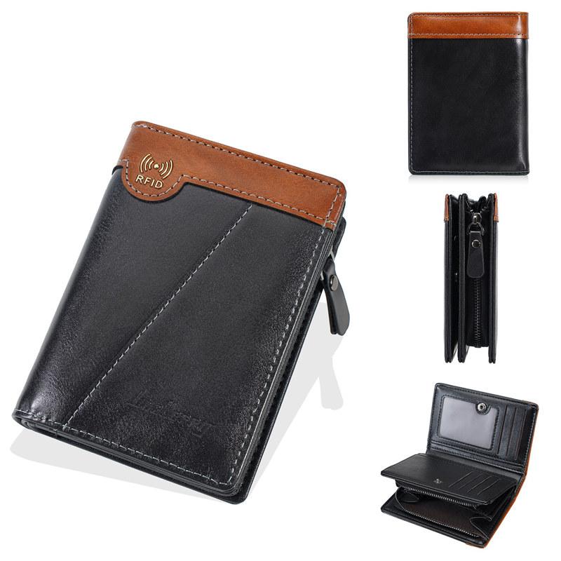 Baellerry Vintage Design RFID Protection Short Wallets for Men Man Zipper Coin Purses Business Credit ID Card Holder