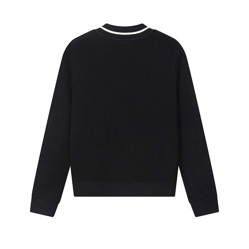 FILA White Simple Comfortable Long Sleeve Knit Top Women tops Black F11W633412FBK