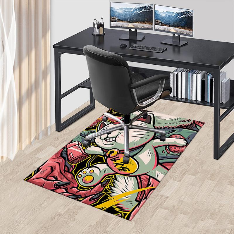

1pc Anime Cat Chair Mat - Cute Cartoon Design, Non-Slip Office Rug for Home Decor, Seasonal Gift Idea.U088 60cm by 90cm