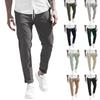 Men's Casual Fashion Nine-point Pants Solid Color Casual Pocket Pants