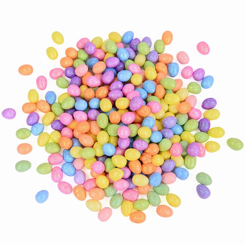 80/160 Pcs Colorful Easter Eggs Glitter Foam Bird Pigeon Happy Easter Party Home Decoration Kids Gift Basket Filler DIY Crafts