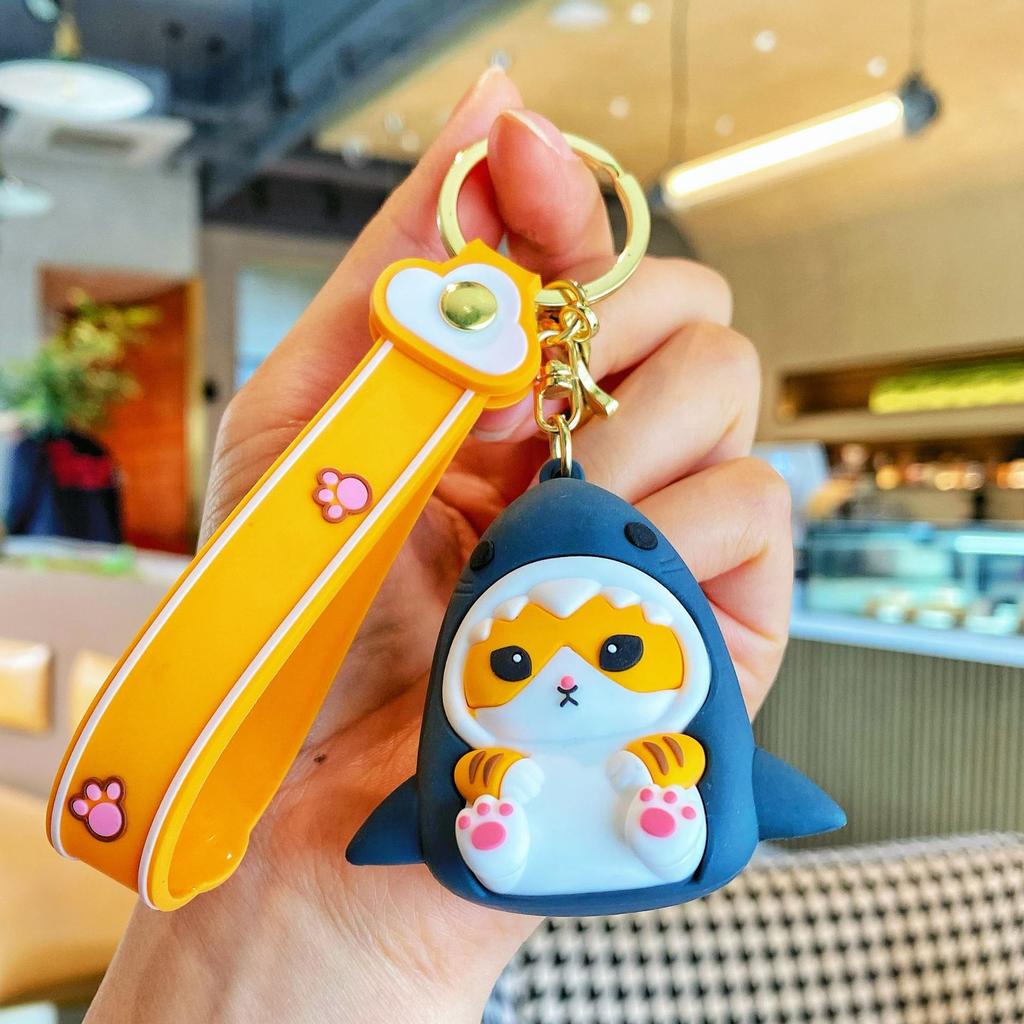 Internet Celebrity Shark Cat Keychain Cute Shark Cat Doll Pendant Car Schoolbag Keychain