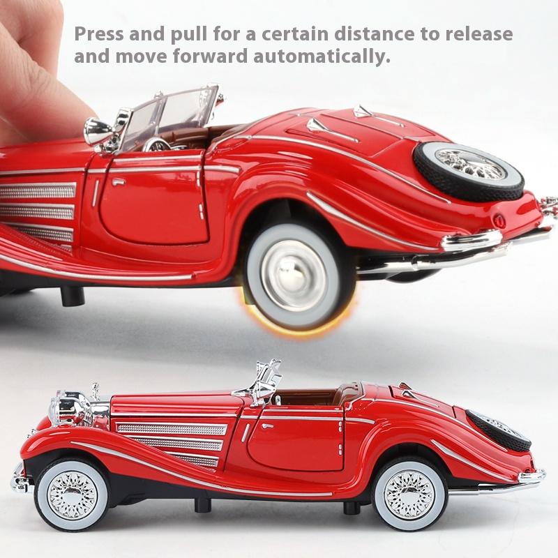 1/32 Alloy Die Cast Benz 500K Car Model Simulation Sound Light Retro Car Toy Ornaments Boys Birthday Gift Christmas Halloween