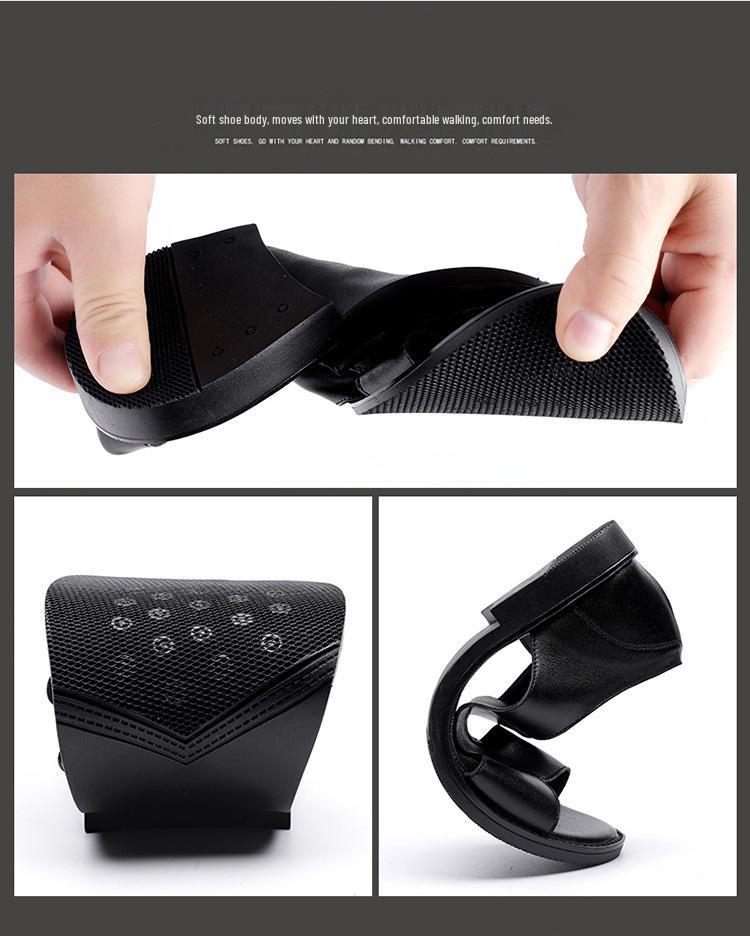 Men's Breathable Leather Sandals - Soft Sole, Non-Slip, Casual Summer Beach Shoes