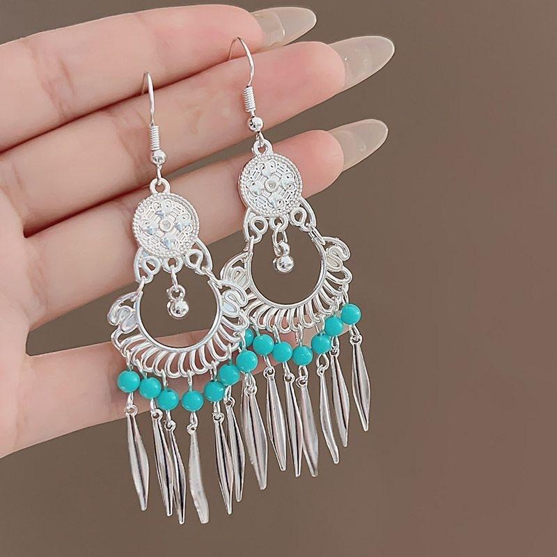Ethnic Bohemian Long Tassel Earrings Vintage Beach Vacation Jewelry Retro Drop Dangle Ear Accessories For Women