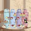 1PC Toy Bear Doll Collage Cartoon Print 750ml Color Plastic Sports Water Bottle Leakproof Flip Straw Lid Suitable for Sports Office Home Use