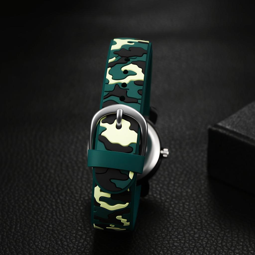 Sports Watch Silicone Strap Analog Display Waterproof Cute Fashion Quartz Watch Leisure Camouflage Pattern