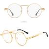 New Vintage Round Steampunk Sunglasses for Men Women Retro Metal Spring Leg Sun Glasses