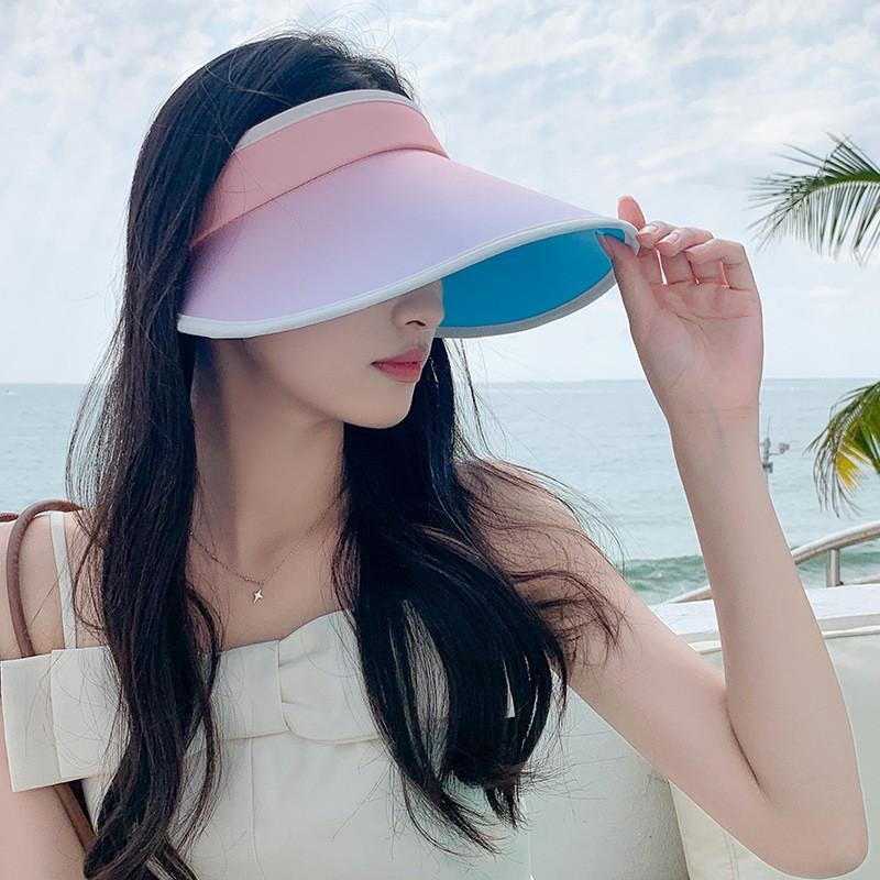 Foldable and gradual change empty top sunscreen hat women's summer eaves UV protection sunshade small outdoor sun hat