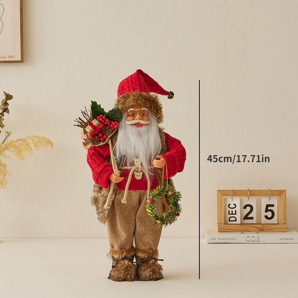New blue Santa Claus doll doll Christmas decoration standing Santa Claus decorative ornament gift