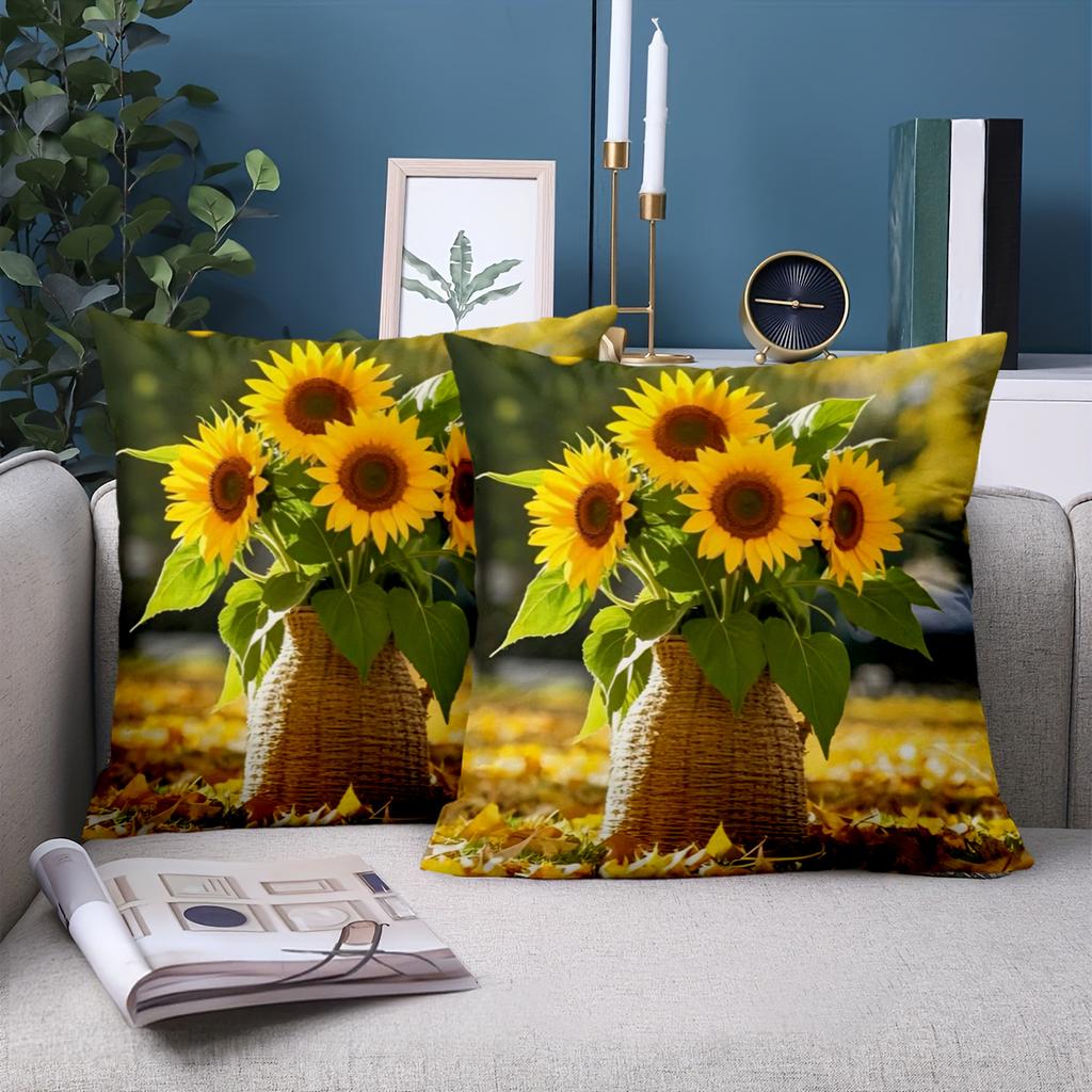 1 Pieces Sunflower Basket Autumn Throw Pillow Covers Pattern Cushion Cover Suitable For Sofa Bedroom Car Pillow Cover