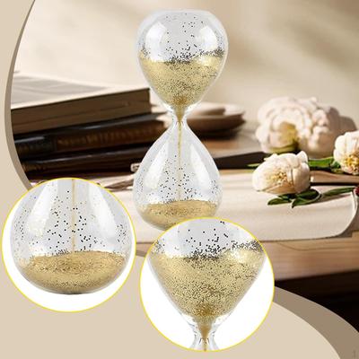 , Glänzendes Ornament, Dekorative Sanduhr-Figur mit feinem Glitzersand in Glas für Geschenk, Empfang