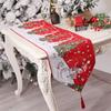 Tassel Christmas Table Runner Long Rectangle Table Cover Snowman Printed Table Flag Santa Claus Tablecloth Table Decoration