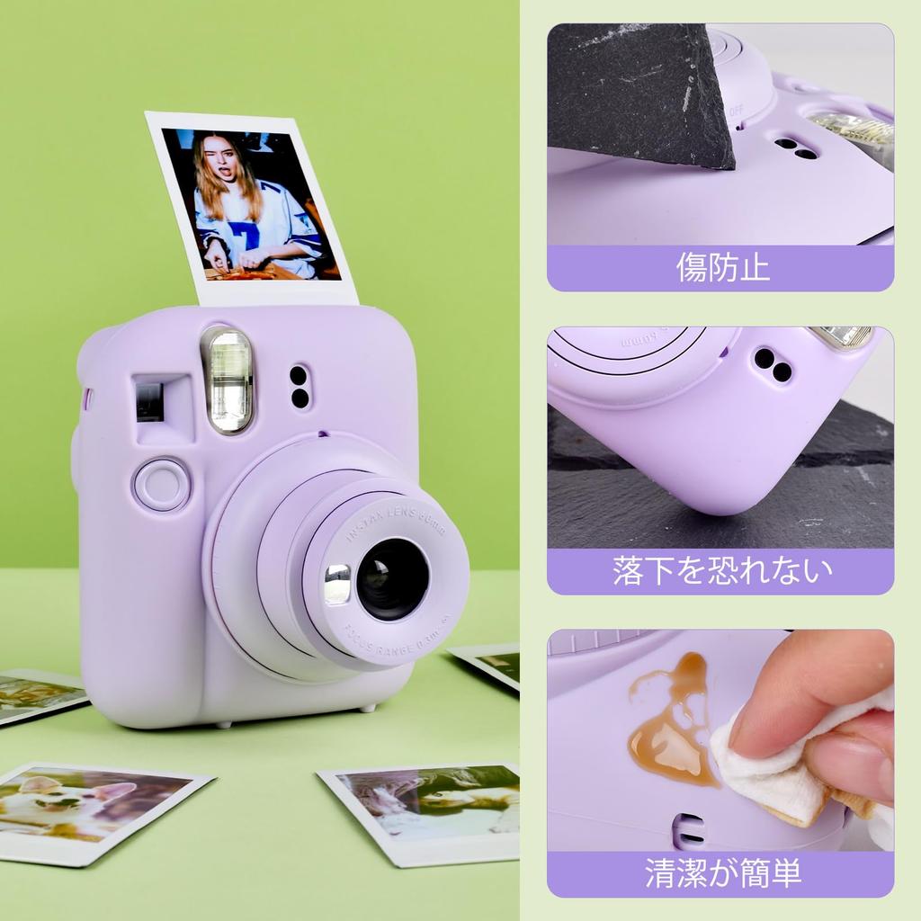 HIYQIN Fujifilm Instax Mini 12 Case, Silicone Travel Case, Shockproof, Protective Cover for Instax Mini 12 (Purple)