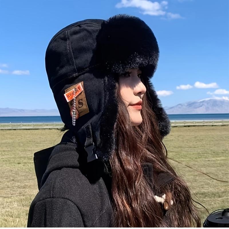 2025 1 Stück Retro Lei Feng-inspirierte Plüsch-Winter-Jagdmütze, leichte Polyester 100% Fitted Fliegermütze mit Ohrenschutz,